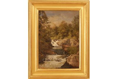 GEORGE THOMPSON HOBBS (AMERICAN 1849 – 1929) WHITEWATER STREAM OOB, 9.75 x 6.75 inches/Signed lower left