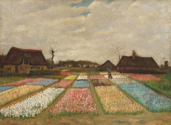 Vincent van Gogh, “Flower Beds in Holland,” c.  1883, oil on canvas on wooed, National Gallery of Art, Washington, D.C.  Collection of Mr.  and Mrs.  Paul Mellon