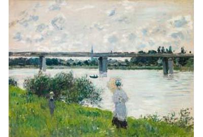 Claude Monet, French, 1840–1926; The Promenade with the Railroad Bridge, Argenteuil, 1874; oil on canvas; 21 1/8 x 28 3/8 inches; Saint Louis Art Museum, Gift of Sydney M.  Shoenberg Sr.  45:1973