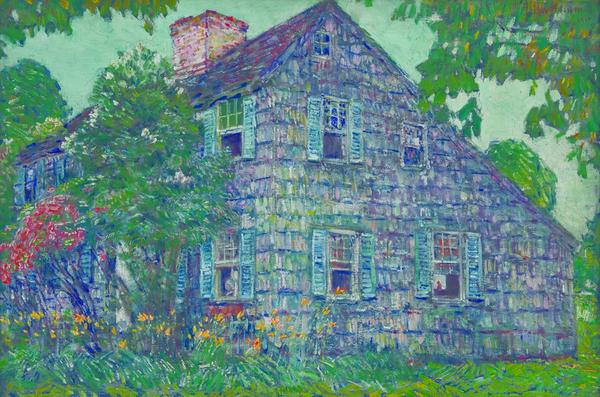 Transcending Vision: American Impressionism, 1870-1940, on view May 14 – September 25, 2011, includes Childe Hassam's Old House, East Hampton, 1917.  Oil on canvas, 20 x 30 in.  Bank of America Collection.  