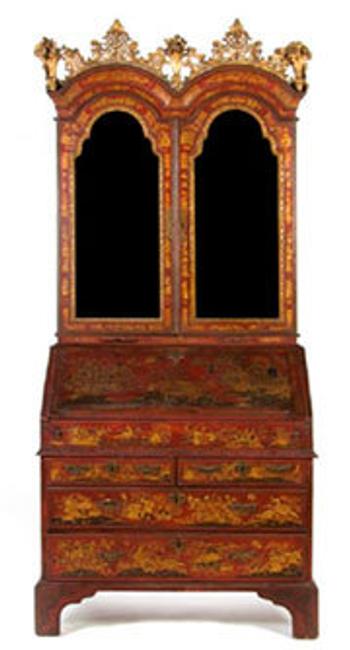 A George II red lacquered secretary consigned by the High Museum of Art in Atlanta sold for an astounding $207,400.