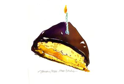 Boston Cream Pie with birthday candle