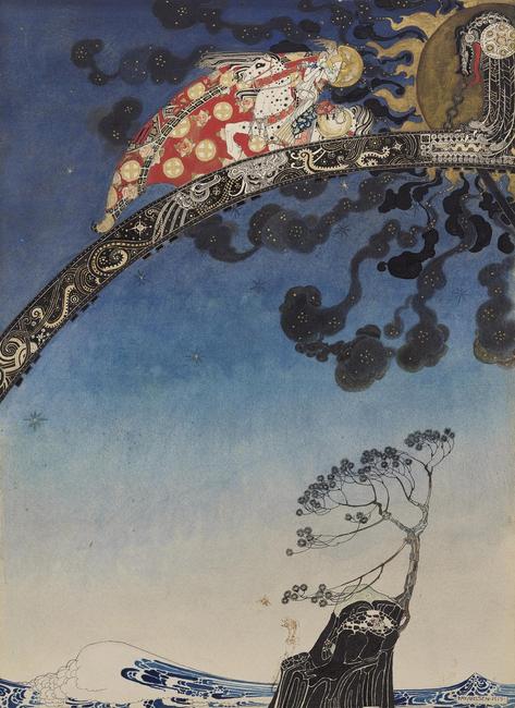 Illustration from East of the Sun and West of the Moon.  Kay Nielsen, 1913.  Transparent and opaque watercolor, pen and brush and ink, gesso and metallic paint, over graphite.  Promised gift of Kendra and Allan Daniel.  Courtesy, Museum of Fine Arts, Boston.