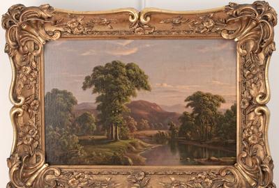 Henry W.  Kemper (American 1833 – 1894): Landscape - Oil on canvas, 13.5 x 20.5 inches / Signed lower right 