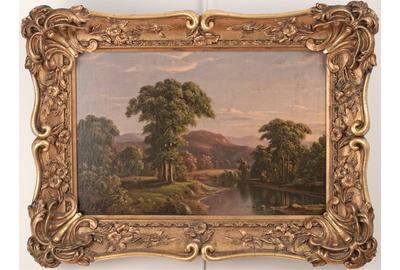 Henry W.  Kemper (American 1833 – 1894): Landscape - Oil on canvas, 13.5 x 20.5 inches / Signed lower right 