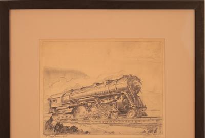 Otto Kuhler (American 1894 – 1976): Steam Engine Sketch - Pencil on paper, 8 x 10 inches/Signed lower right 