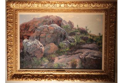 William Leigh (American 1866 - 1955): Rocks at Leukenia Hills - Oil on canvas, 22.5 x 32 inches / Signed lower right