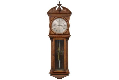 An expected standout among clocks in the sale is this E.  Howard & Co.  No.  57 wall regulator ($60/80,000) retaining its original 14 inch silvered dial signed “E.  Howard & Co., Boston, Mass.” 