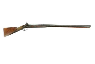 A double barrel, 8 gauge percussion shotgun made by Alexander McComas of Baltimore, Maryland was a highlight selling for $2,583.