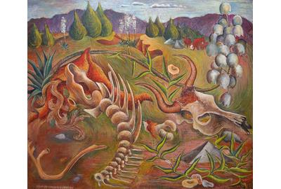 Mildred Norris Compton, Untitled (cowbones), c.  1936, oil on canvas, 30.25x36.25 inches