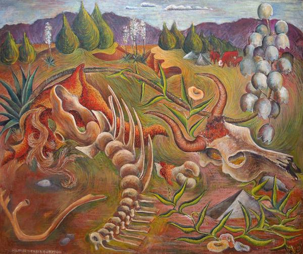 Mildred Norris Compton, Untitled (cowbones), c.  1936, oil on canvas, 30.25x36.25 inches