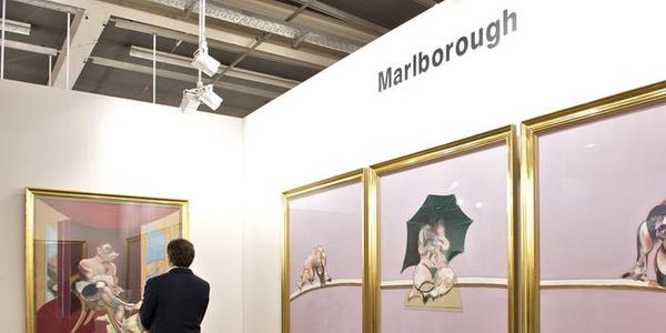 Francis Bacon works at Marlborough Gallery booth, Art Basel, 2011.