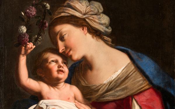 Detail of Elisabetta Sirani, Virgin and Child (detail), 1663; Gift of Wallace and Wilhelmina Holladay; Conservation funds generously provided by the Southern California State Committee of the National Museum of Women in the Arts