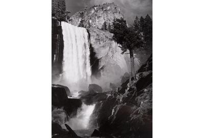 Ansel Adams (1902–1984) Vernal Fall, Yosemite Valley, California, ca.  1948 From What Majestic Word, In Memory of Russell Varian, Portfolio IV (1963) Gelatin silver print ©2010 The Ansel Adams Publishing Rights Trust Amon Carter Museum, Fort Worth, Texas P1966.11.6