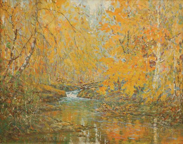 C.  C.  McKim (American, 1862 – 1939) Patton Creek , 1924.  Oil on canvas, 20 x 26 inches.  Tacoma Art Museum, Gift of Esther and Jeff Clark, 2018.5 Photo © Tacoma Art Museum , photo by Mark Humpal