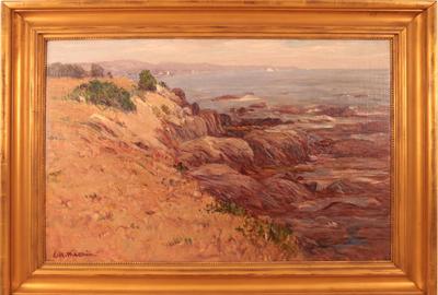 LEWIS HENRY MEAKIN (AMERICAN 1850 - 1917) CAPE ANN SHORE Oil on canvas, 23.75 x 35.75 inches/Signed lower left