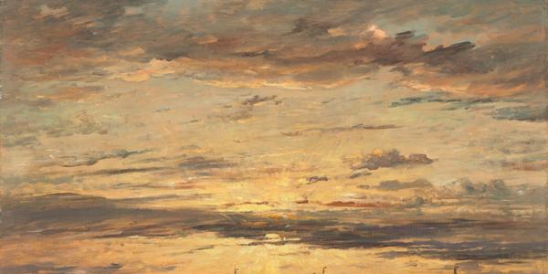 For social media's #MuseumSunshine, the National Gallery of Art, Washington, DC, shared this work by Hendrik Willem Mesdag, "Sunset at Scheveningen: A Fleet of Fishing Vessels at Anchor," 1894, oil on canvas.