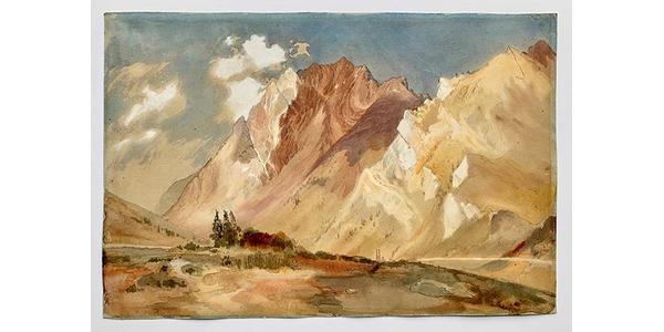 Thomas Moran (1837-1926) Mount Superior, as viewed from Alta, Little Cottonwood Canyon, Utah, c.1879.  Watercolour and graphite on paper, 30.2 x 45.4 cm (11 ⅞ x 17 ⅞ in)