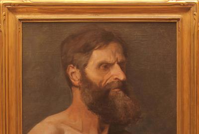 Martin Leisser (American 1846-1940) ( aka M.B.  Leisser, Martin B.  Leisser ): Man with Beard - Oil on canvas, 22.5 x 17.25 inches / Signed lower right