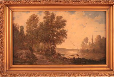 Michael Strieby Nachtrieb (American 1835 - 1916): Ohio - Oil on canvas, 9.5 x 16.5 inches/Signed lower right