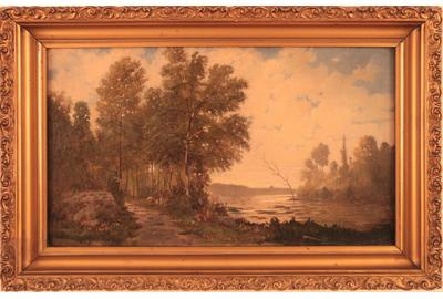 Michael Strieby Nachtrieb (American 1835 - 1916): Ohio - Oil on canvas, 9.5 x 16.5 inches/Signed lower right