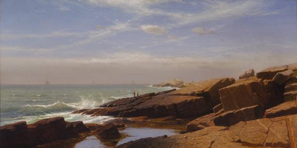 William Stanley Haseltine, Rocks at Nahant, 1864, oil on canvas, 22 3/8 x 40 1/2in.  (56.8 x 102.9cm), Terra Foundation for American Art, Daniel J.  Terra Collection, 1999.65