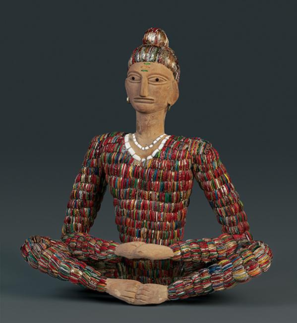 Nek Chand, untitled (seated sadhu), c.  1975-99; concrete, glass, ceramic shards, metal armatures; 28 3/4 x 27 1/4 x 10 3/4 in.  John Michael Kohler Arts Center Collection, gift of Kohler Foundation Inc.