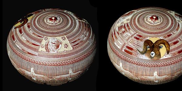 Wallace Nez (United States, 1972- ), Seed Pot, c.  1999, polychrome sgraffito, 3 x 4 in.  