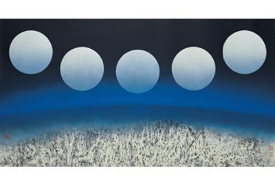 Liu Kuo-sung (b.  1932) Full Moon (E), 2008.  Ink and color on paper 39.17 x 72.56 in (99.5 x 184.3 cm)