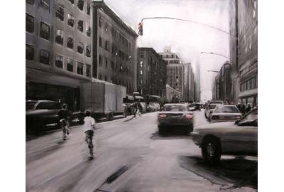 Susan Grossman, Run 2009, pastel & charcoal, 66 x 79 in.