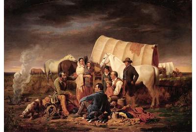 William Tylee Ranney (American, 1813–1857) Advice on the Prairie, ca.  1853 Oil on canvas; 38 3/4 x 55 1/4 in.  (98.4 x 140.3 cm) Buffalo Bill Historical Center, Cody, Wyoming, Gift of Mrs.  J.  Maxwell Moran (10.91)