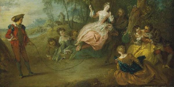 Jean-Baptiste Pater (French, 1695–1736), The Swing, ca.  1730.  Oil on canvas, 18 x 21 3/8 in.  (45.7 x 54.3 cm).  Adele S.  Browning Memorial Collection.  The Huntington Library, Art Museum, and Botanical Gardens.