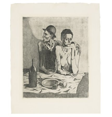 PABLO PICASSO Le Repas Frugal etching with drypoint, 1904 Image: 18⅛ x 14¾ in.  (460 x 375 mm.) Sheet: 24⅝ x 19⅞ in.  (626 x 505 mm.) 