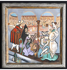 Lot 384: Pablo Picasso "Le Tricorne" mixed media on paper 16 x 16 inches.  signed and dated 1919.