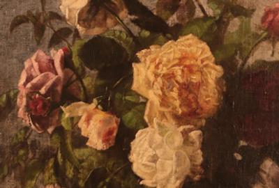 CHARLES ETHAN PORTER (AMERICAN, 1847 – 1923) BOUQUET OF ROSES Oil on canvas, 23.75 x 19.25 inches/Signed lower left