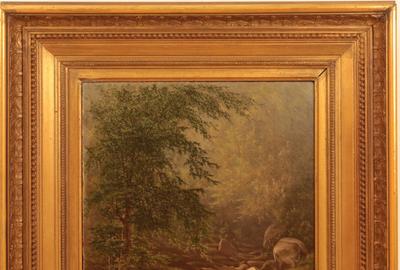 FREDERICK DEBOURG RICHARDS (AMERICAN 1822 – 1903) MOUNTAIN BROOK Oil on Canvas, 18 x 13 inches/Signed lower right