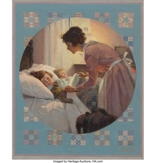 May sale: Norman Rockwell’s Mother Tucking Children into Bed (Mother's Little Angels) Literary Digest cover, January 29, 1921 (estimate: $1,800,000-2,400,000).