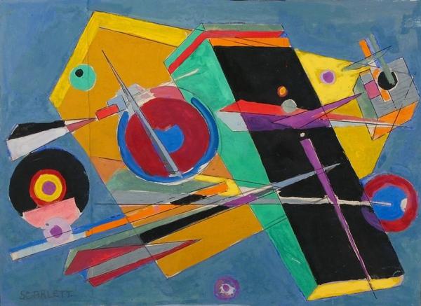 ROLPH SCARLETT (1889-1984) UNTITLED, circa 1940.  Gouache on Paper, 10.5" x 14" 