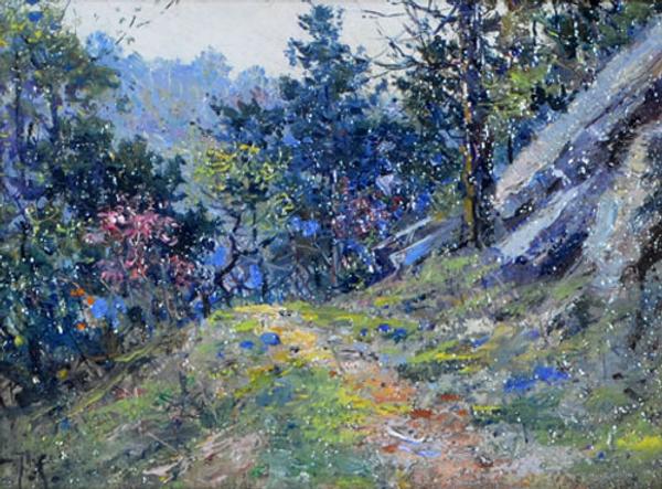 Paul Sawyier painted this oil in the High Bridge area on the Kentucky River in 1910.  