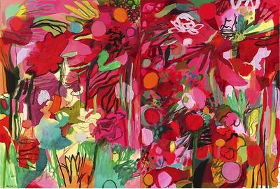 Dream Flowers, 2013 Oil on canvas, 51 x 76 inches (diptych) Signed and dated lower left: "Bill Scott 13"