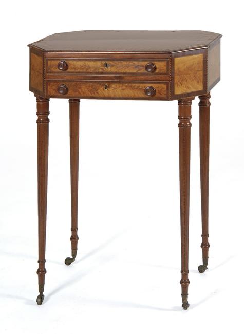 Sheraton Work Table sold for $18,000 in Eldred's Fall Americana Auction.