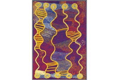 Shorty Jangala Robertson (Warlpiri, born c.1935, Yuendumu, Western Desert, Northern Territory), Ngapa Jukurrpa – Puyurru (Water Dreaming at Puyurru), 2007.  Acrylic on canvas, 183 x 122 cm.  Promised Gift of Will Owen and Harvey Wagner; EL.2011.60.45.  © 2013 Artist Rights Society (ARS), New York/VISCOPY, Australia