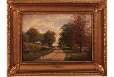 WILLIAM MCKENDREE SNYDER (AMERICAN 1848 - 1930) INDIANA BEECH WOODS Oil on canvas, 11.5 x 17.25 inches/Signed lower right