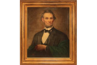 PENRHYN STANLAWS (SCOTTISH-AMERICAN 1877 - 1957) ABRAHAM LINCOLN Oil on canvas, 30 x 25 inches / Signed lower left