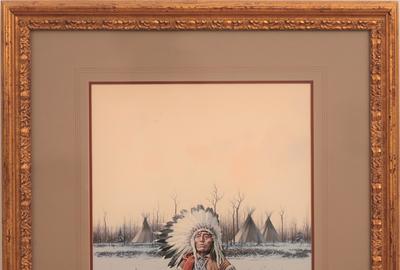 John Paul Strain (American 1955 - ): sacred feathers - Gouache, 17 x 12.5 inches/Signed lower right