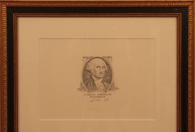 Gayle B.  Tate (American 1944 - ): A Great American President – Washington - Pencil, 8.25 x 11.5 inches inside matte/Signed lower right 