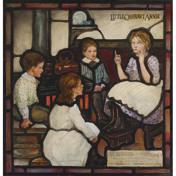 Louis Comfort Tiffany preparatory design for Little Orphant Annie memorial stained glass window; 