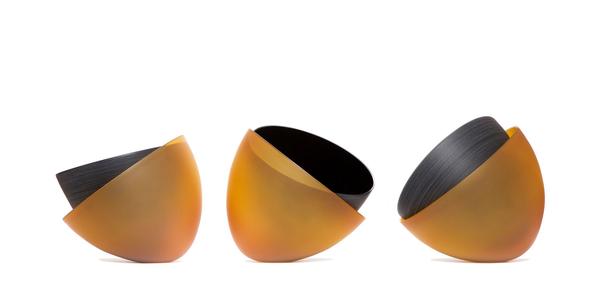 Mel Douglas, INTERSTICES, 2020, Blown glass, 11.75 x 15.75 x 15.75 inches (each).  Courtesy of Traver Gallery.  