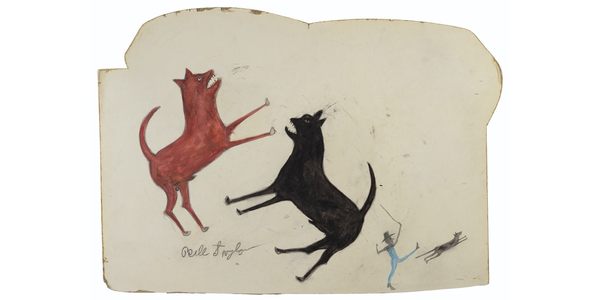 Bill Traylor, “Two Dogs Fighting; Man Chasing Dog,” realized $293,750.