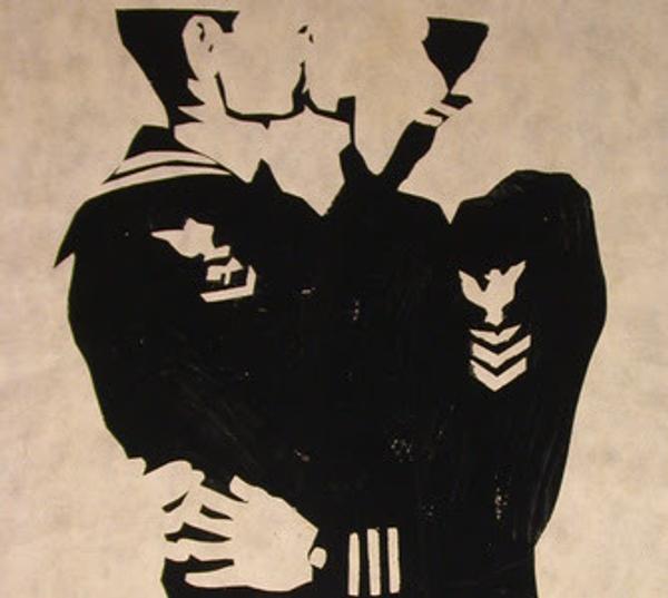 Michael Miksche, “Sailors Kissing”, Paint on Paper